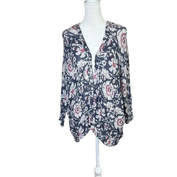 Abercrombie & Fitch Open Front Cardigan Sweater Lightweight Knit Floral One Size - Picture 2 of 11